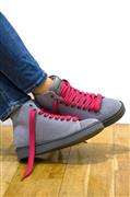 P01 Grey Suede Shearling Fuxia Laces