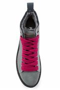 P01 Grey Suede Shearling Fuxia Laces