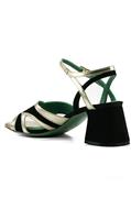 Sandal Black Suede Platinum Laminated Leather