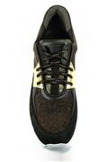 Singapore Gold Lurex Laminate Black Nubuck Leather