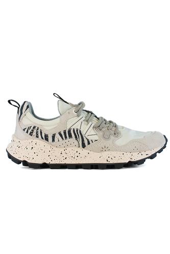 Yamano 3 Off White Black Nylon Suede Animalier, FLOWER MOUNTAIN