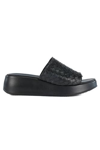 Wedge Slipper Black Woven Leather, SHADDY