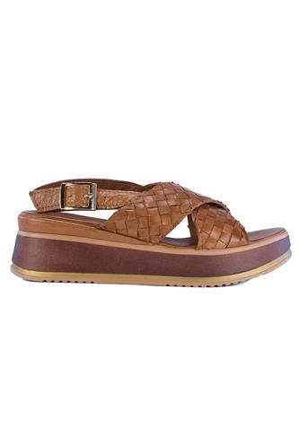 Wedge Sandal Hazelnut Soft Woven Leather, SHADDY