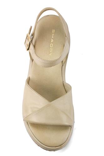 Sandalo Zeppa Pelle Beige