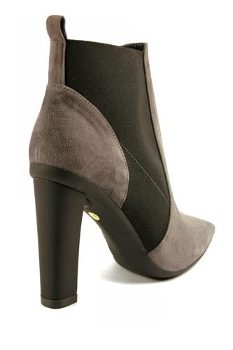 Ankle Boots High Heel Grey Suede Elastic