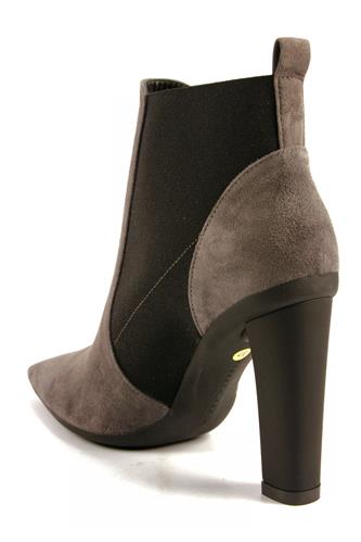 Ankle Boots High Heel Grey Suede Elastic