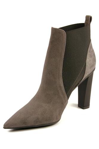 Ankle Boots High Heel Grey Suede Elastic