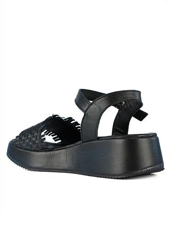 Sandal Platform Black Woven Leather