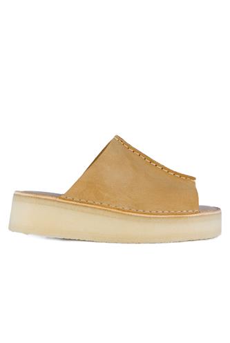 Wedge Slide Mid Tan Suede