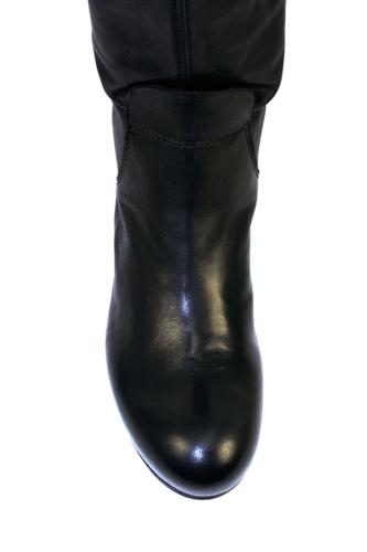 High Boots Low Heel Black Leather