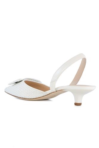Chanel Tacco Basso Raffia Pelle Bianca