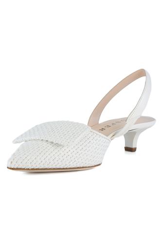Chanel Tacco Basso Raffia Pelle Bianca