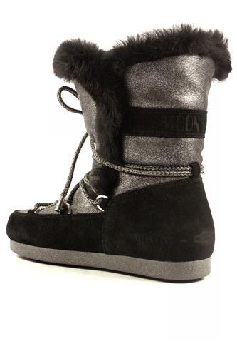 Far Side High Shear. Silver Sheepskin Black Seude