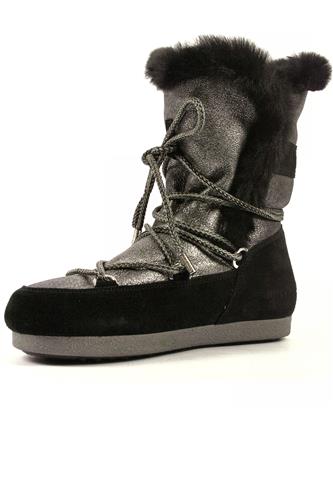Far Side High Shear. Silver Sheepskin Black Seude