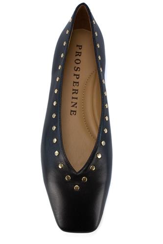 Ballerina Pelle Nera Profilo Borchiette