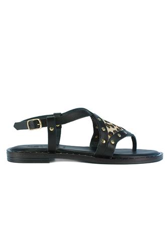 Leopard Black Leather Studs, LATIKA