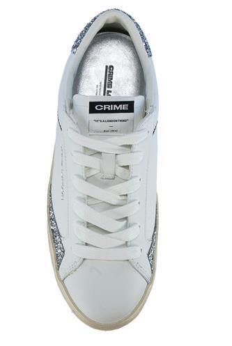 Distressed White Leather Silver Glitter
