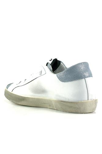 2SD Pelle Bianca Camoscio Laminato Azzurro Glitter Argento