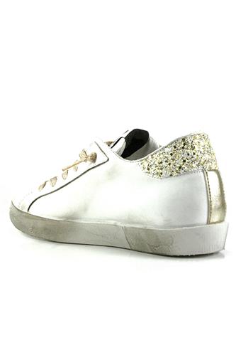 2SD White Leather Gold Laminate Glitter