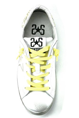 2SD White Leather Gold Laminate Glitter