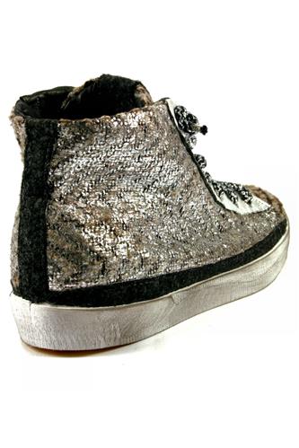 2S High Zip Silver Effect Bouclè