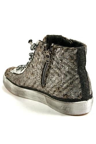 2S High Zip Silver Effect Bouclè