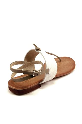 Sandal Suede White Leather