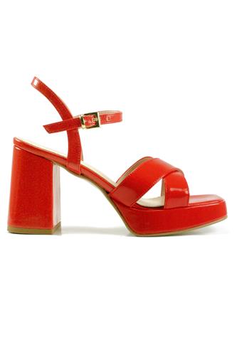 LATIKAPlateau Sandal Orange Patent Leather