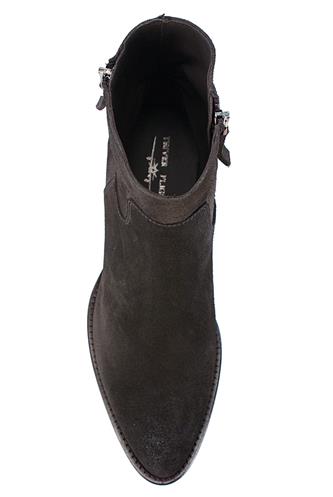 Peach Brown Velour Suede Double Zip