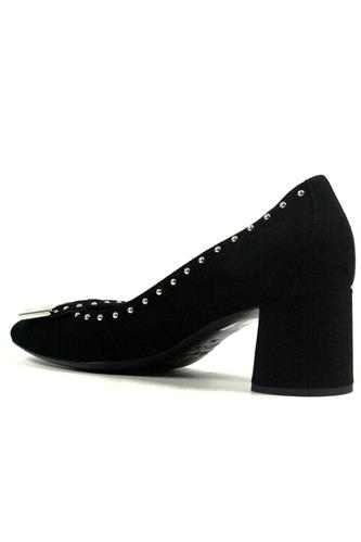 Decollete Black Suede Ornamental Studs