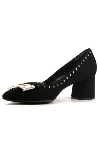 Decollete Black Suede Ornamental Studs