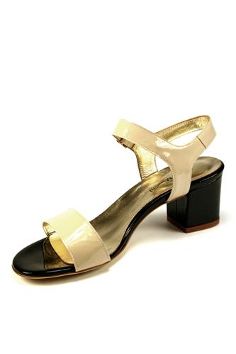 Sandal Cream Black Patent Leather