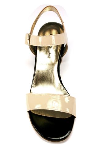 Sandal Cream Black Patent Leather