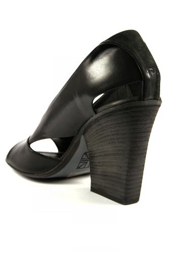 Lumia Open Toe Black Leather
