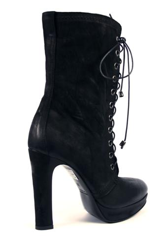 Booties Lace-Up Black Nabuk