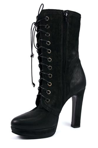 Booties Lace-Up Black Nabuk
