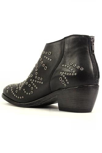 Stepha Black Leather Eyelets