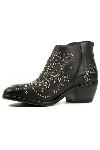 Stepha Black Leather Eyelets