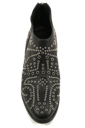 Stepha Black Leather Eyelets