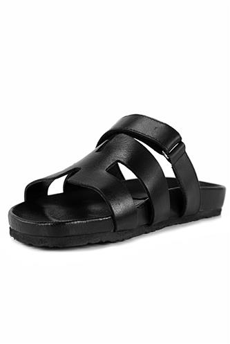 Fusbet Open Sandal Black Leather