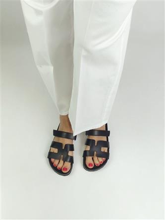Fusbet Open Sandal Black Leather