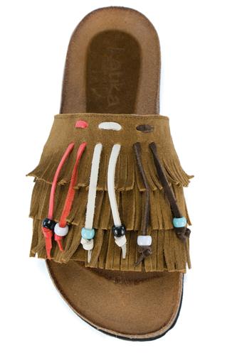 Fusbet Slipper Brown Suede Fringes