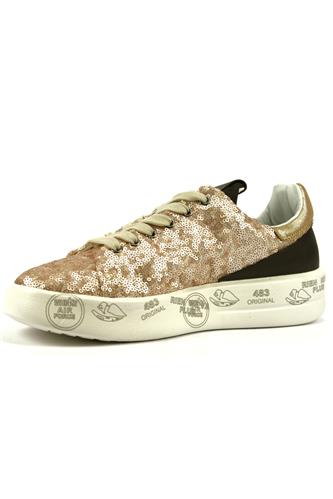 Belle Paillettes Oro Camoscio Laminato Pelle Nera