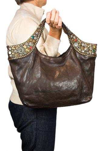 Bella Di Notte Shopping Pelle Moro Borchie
