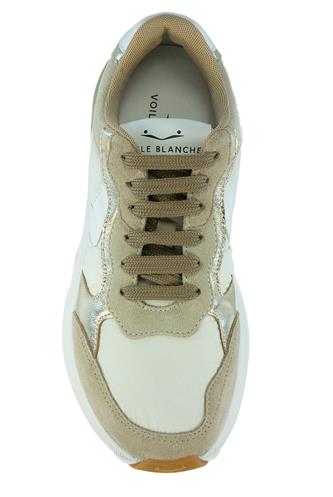 Charlotte White Beige Nylon Suede Leather