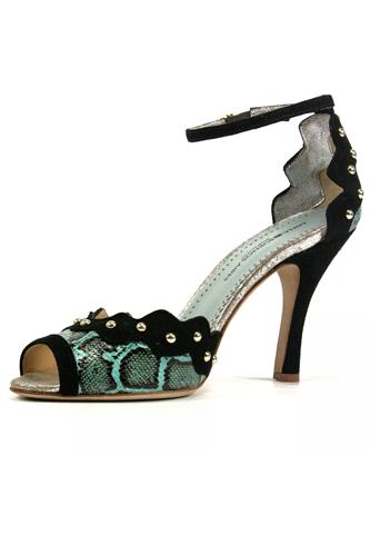 Claire Turquoise Ayers Black Suede Studs