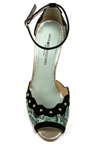 Claire Turquoise Ayers Black Suede Studs