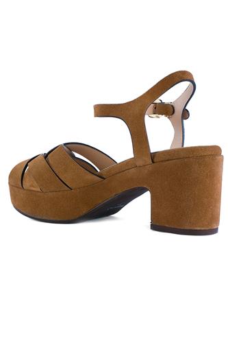 Sandal Wedge Brown Saracen Suede