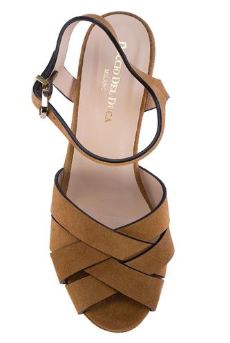 Sandal Wedge Brown Saracen Suede