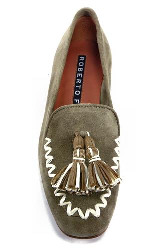 Dorina Light Grey Suede Straw Tassels